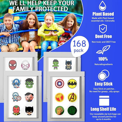 168Pack Mosquito Repellent Patches for Kids, Natural Citronella Stickers for Adult-DEET Free
