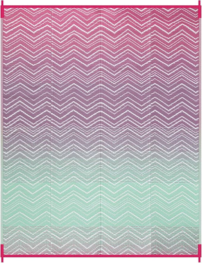 Lahome Outdoor Rugs 8x10 Waterproof, Reversible Plastic Large Outdoor Rug for Patios, Outside RV Mat Carpet for Patio Deck Porch Backyard Balcony Picnic Trailer(Pink/Green, 8' x 10')