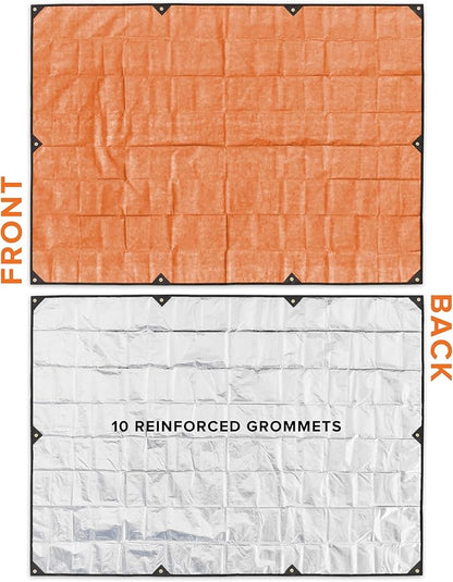 Arcturus XL Survival Tarp - Insulated Reflective Thermal Camping Tarp - 8.5' x 12' (Orange)