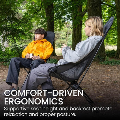 TSE HC100 Camping Chair, 3.36lbs Lightweight Folding Chair with Cup Holder, Portable and Easy to Carry for Camping, Beach, Hiking, Urbain, Festival or Garden (Black)