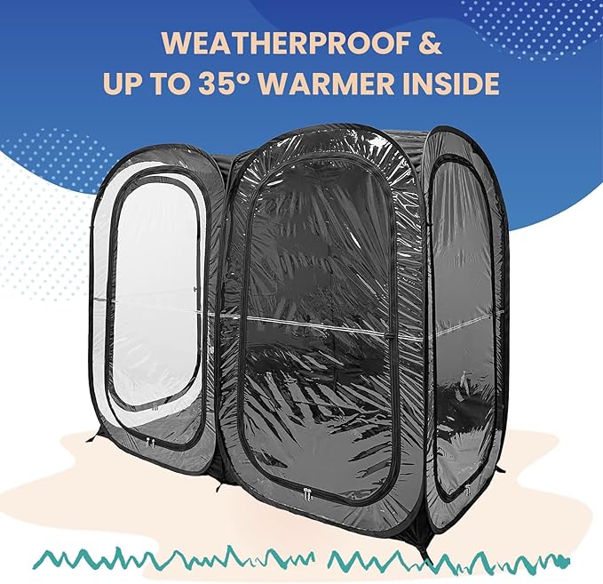 WeatherPod® The Original Shark Tank Side-by-Side™ 2-4 Person Pop-Up Pod - Stay Warm, Dry, and Out of The Sun - Weather Pod for Sports, Rain, or Wind - Simple to Set Up and Tear Down
