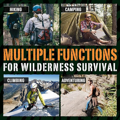 23-in-1 Military Tactical Watch for Men, Multifunctional Outdoors Waterproof Survival Watches with Compass Whistle Fire Starter and Thermometer, Paracord Watch Bracelets with Outdoor Army Gear…