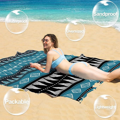 BYDOLL Beach Blanket 78''X81'' 4-7 Adults Oversized Lightweight Waterproof Sandproof Blanket for Beach Large Picnic Mat Travel Camping
