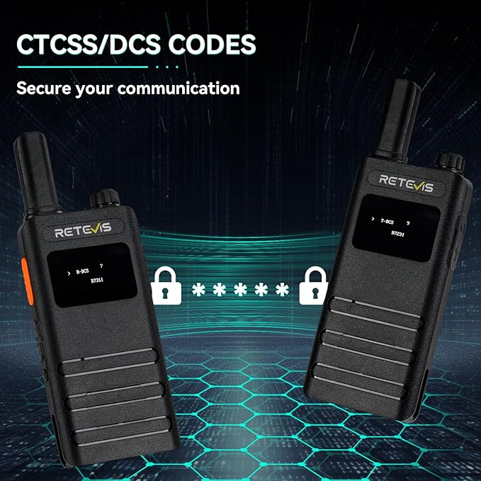 Retevis B3S Walkie Talkies,Portable Two-Way Radios with LCD Screen,Emergency Alarm,1620mAh Battery, Handsfree Walkie Talkie for Family Outdoor Trip (2 Pack)