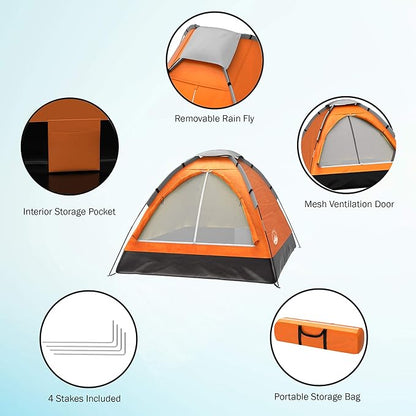 2 Person Camping Tent with Rain Fly and Carrying Bag - Lightweight Outdoor Tent for Backpacking