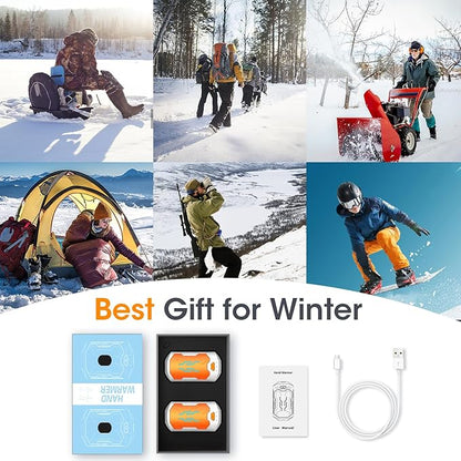 Hand Warmers Rechargeable 2 Pack 20Hrs Long Heating Pocket Size Electric Handwarmers, Portable USB Hand Warmer Heater Therapy Great Gift for Christmas Outdoors, Hunting, Golf, Camping Men Women