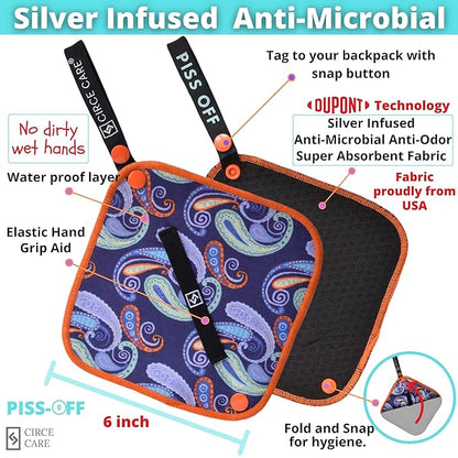 Pee Cloth: Silver Infused Pee rag for Women who Pee Outdoors, Reusable Absorbent Wipes, Ecofriendly alt. to Toilet Paper, Female Urination Solution for Camping, Hiking (1pc Fiesta)