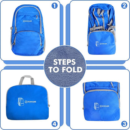 ZOMAKE Lightweight Packable Backpack 30L, Foldable Hiking Backpacks Water Resistant Compact Folding Daypack for Travel(Dark Blue)