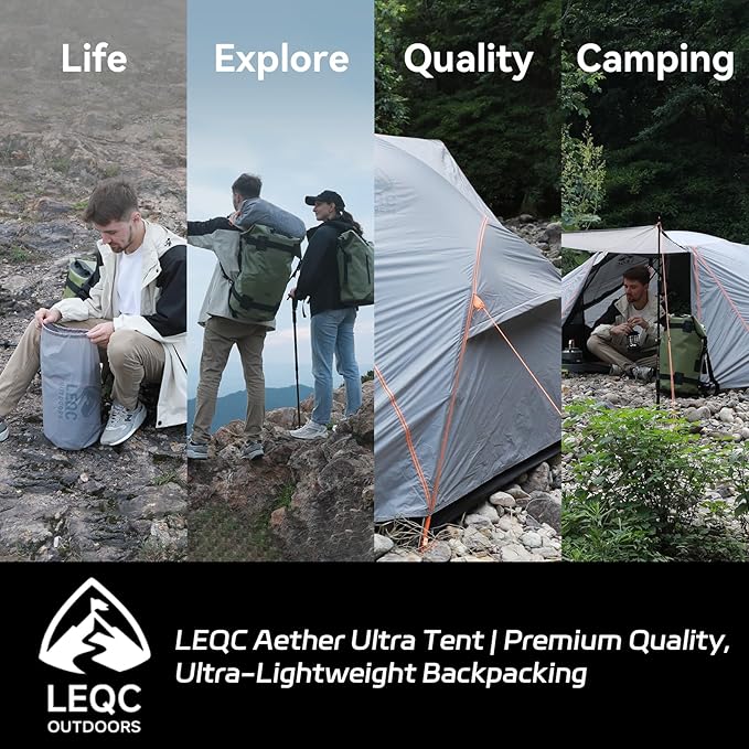 2 Person Camping Tent – Waterproof Easy Setup, Spacious Freestanding Double Door Shelter with Aluminum Poles for Camping & Festivals (Weight: 6.4 lbs)