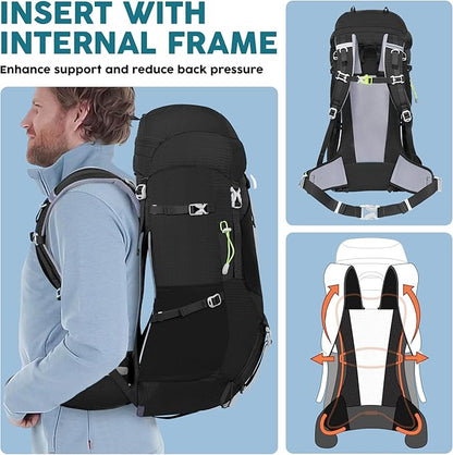 N NEVO RHINO Internal Frame Hiking Backpack 50/60/65/70/80L, Mountain Climbing Camping Backpack Daypack Waterproof Rain Cover