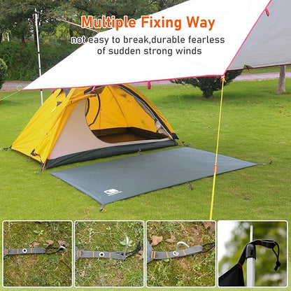 Hikeman Tent Footprint - Waterproof Camping Tarp, Heavy Duty Tent Floor Saver, Ultralight Ground Sheet Mat for Hiking, Backpacking, Hammock, Beach - Storage Bag Included(PU3000mm,140 * 210CM)