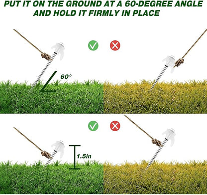 20 Pcs 8" Screw in Tent Stakes Heavy Duty Tent Stakes Drillable Ground Anchors Screw Metal Tent Pegs Threaded Tent Spikes with Head Driver for Swing Inflatable Decor (Illuminant White)
