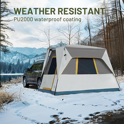 TIMBER RIDGE 5 Person SUV Tent with Movie Screen Weather Resistant Portable for Car SUV Van Camping, Includes Rainfly and Storage Bag, 10' W X 8' L X 7.1' H Khaki