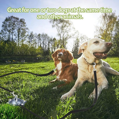 Dog Tie Out Cable and Stake, 360° Swivel Dog Stake with 30FT Nylon Cable and 6 Stainless Steel Screw Anchors, No Tangle Heavy Duty Dog Runner for Large Dogs Up to 150LBS for Yard Park Outdoor Camping