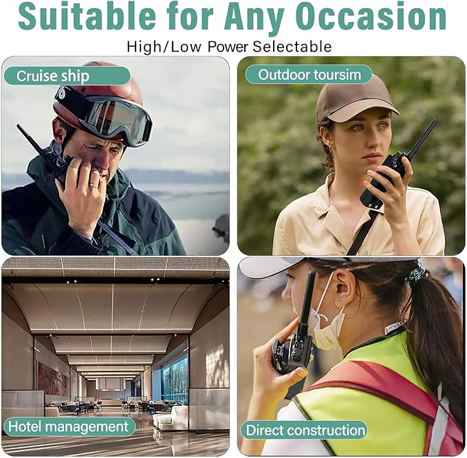 KP01 Walkie Talkies for Adults Long Range Rechargeable, Programmable Business 2 Way Radios with Earpiece, for Business or Family Camping Hiking Skiing Cruises (2 Pack), Black