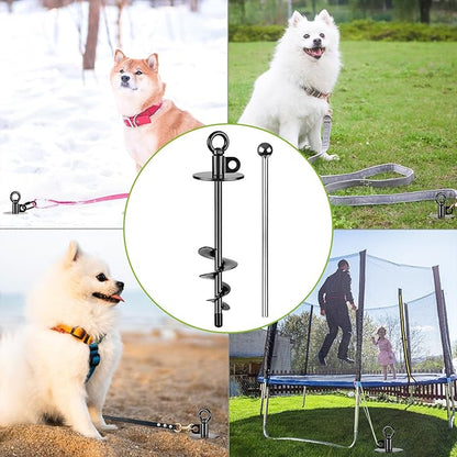 Lifeswel 15 Inch Dog Tie Out Stake, Heavy Duty Dog Anchor for Dogs up to 220lbs, No Tangle, Easy to Install and Remove, Ideal for Yard, Camping, and Beach, 1 Pack (Black)