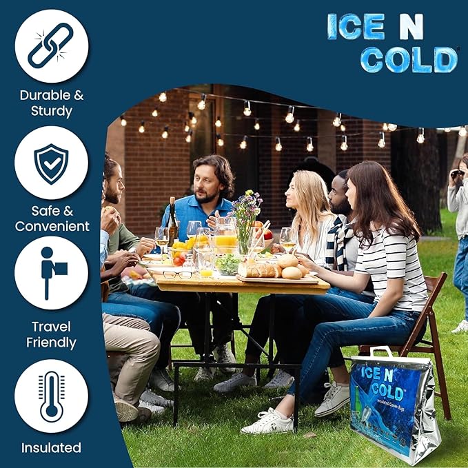 Insulated Cooler Bag - X-Large 40 lbs Capacity (Pack of 80) | Lightweight, Soft, Collapsible | Ideal for Groceries, Camping, Hiking, Beach, Travel