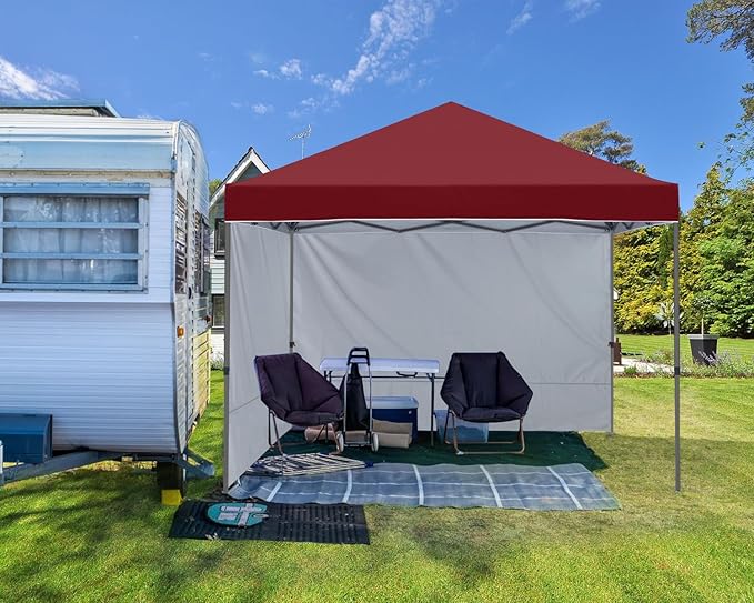 ABCCANOPY Pop up Canopy Tent with 2 Sidewalls for Outdoor Sun Blocking or Rain Protection,10x10, Burgundy