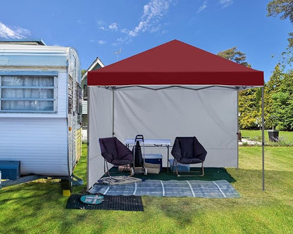 ABCCANOPY Pop up Canopy Tent with 2 Sidewalls for Outdoor Sun Blocking or Rain Protection,10x10, Burgundy