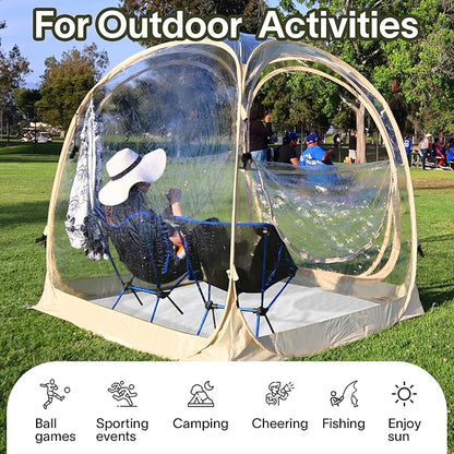 EighteenTek Pod All Weather Sports Tent with Attached Floor, Instant Outdoor Bubble Tent, Rainproof Camping Sun Shelter for Sports Events Camping Fishing Cheering, 1-4 Persons