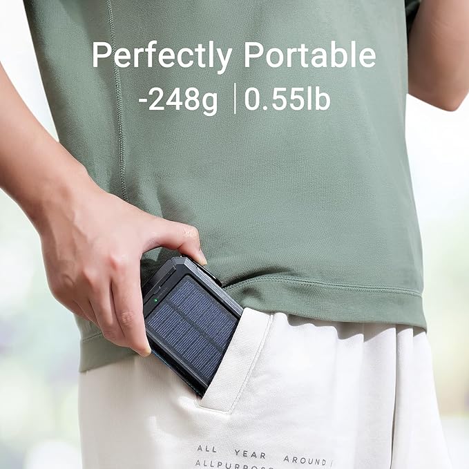 Portable Charger, Solar Charger, 38800mAh Solar Power Bank with 2.4A USB-A Output Ports Compatible with iPhone, Samsung Galaxy, and More, Dual Emergency LED Flashlight Perfect for Hiking, Camping