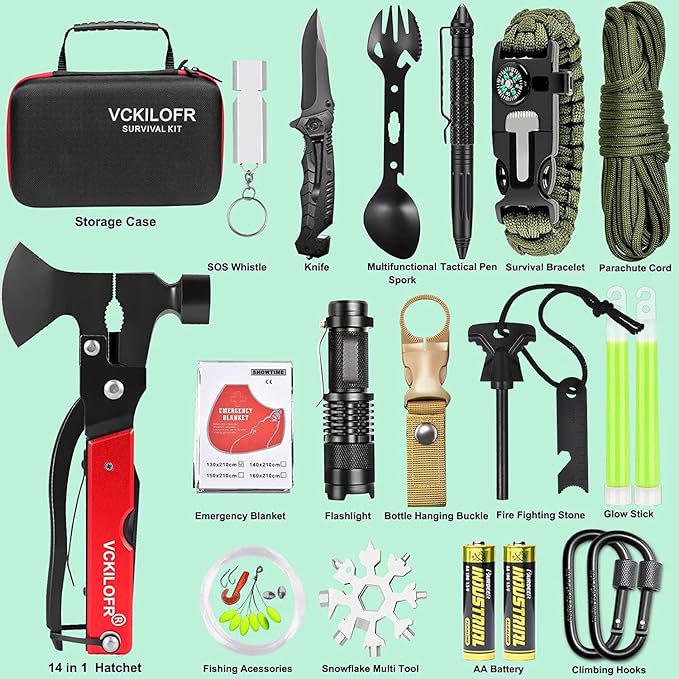 Gifts for Men Dad Husband Fathers, Camping Survival Gear and Equipment Kit 32 in 1, Cool Gadgets Christmas Birthday Gift Ideas for Him Boyfriend