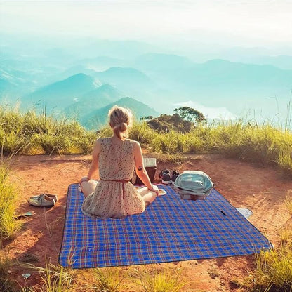 Wind Tour Family Outdoor Waterproof Durable Picnic Blankets with Carry Strap,Foldable 50×70.9 inch Sandproof Picnic Floor Mat for Kids Playground Camping Park Hiking Grass Travelling (1, Blue)