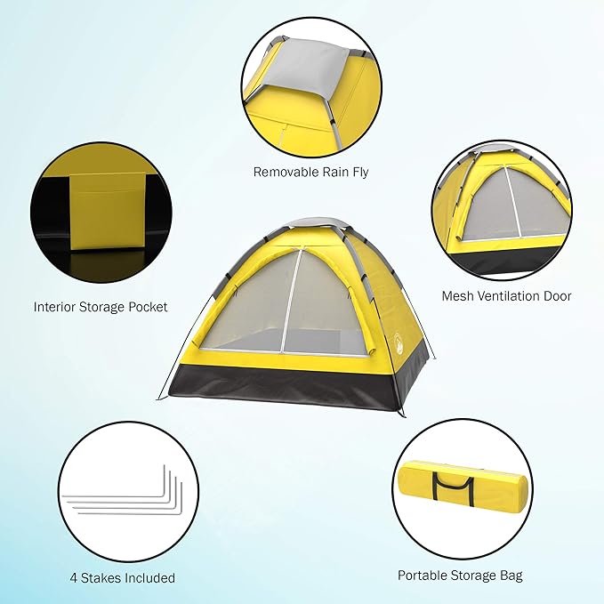 2 Person Camping Tent with Rain Fly and Carrying Bag