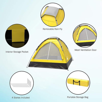 2 Person Camping Tent with Rain Fly and Carrying Bag