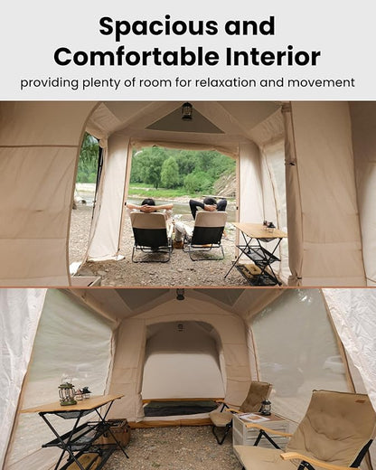KingCamp Camping Tent 6-8 Person, Weatherproof Hot Tent Large Family Cabin Tents with Stove Jack, Waterproof & Windproof for Family Camping & Outdoor Parties
