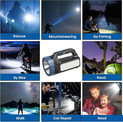 Solar Flashlights, Solar Flashlight for Multi Function 8000 Lumens Led Flashlight with Emergency Strobe Light Emergencies, Led High Lumens, USB C and Large Capacity Battery （2pcs）