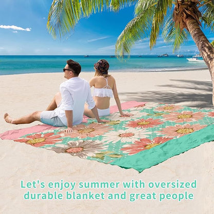 BYDOLL Beach Blanket Waterproof Sandproof 78''×110'' Suits1-7 Adults Compact Lightweight Oversized Sand-Free Blanket Large Picnic Mat for Beach Travel Camping Hiking