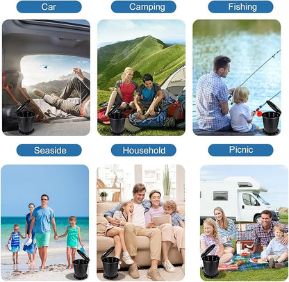 Retractable Portable Toilet, Adjustable Height Foldiing Toilet with Lid, Portable Travel Toilet for Adults Kids, for Car/Camping/Hiking/Fishing/Long Trips/Beach, Essential for Outdoor Travel