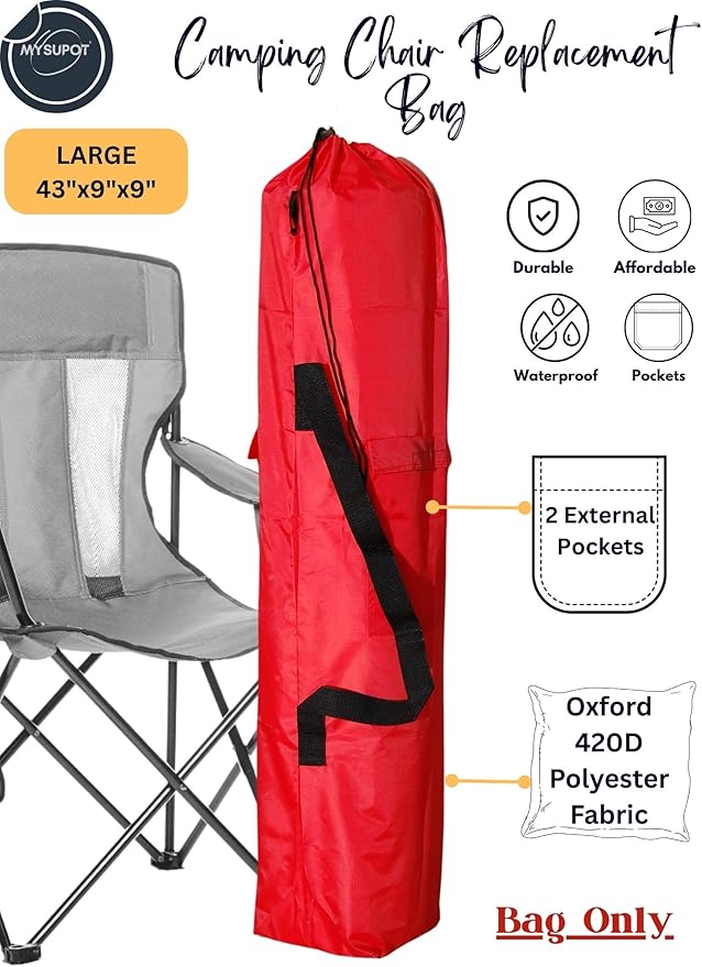 Replacement Bag for Folding Camping Chair, Portable Camp Chair, Hammock, Yoga Mat, Umbrella, Tents, Tripods, Fishing Poles - 420D Oxford Polyester Fabric