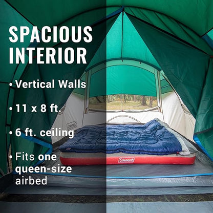 Coleman Weatherproof 4-Person Cabin Tent with Screened Porch, Screen Room Adds 35% More Space, Rainfly Included, 10-Minute Setup