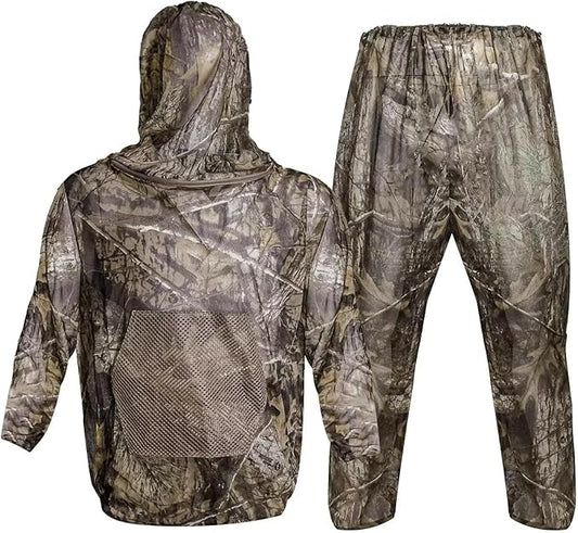 Mosquito Net Suit Camo Hunting Mesh Suit Bug Net Clothing with Hood Outdoor Protection No-See-Ums Garden Camping