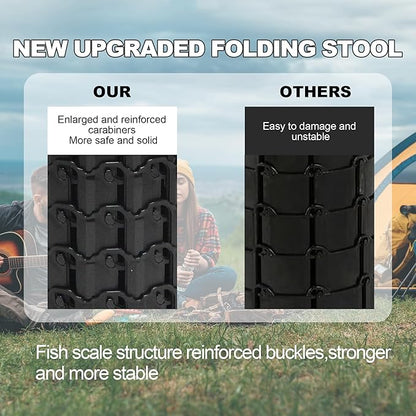 ALEVMOOM Collapsible Stool with Cushion, H18.1 D10.24 Portable Telescoping More Sturdy Load Capacity 600Lbs, Retractable Adjustable Camping Folding Stool for Outdoor Hiking BBQ Climb
