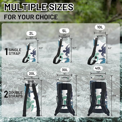 Waterproof Dry Bag,Roll Top Sea Turtle Small Waterproof Backpack 2L/5L/10L/20L/30L/40L Floating and Lightweight Bags for Kayaking, Boating, Fishing, Swimming and Camping