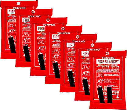 TONYKO Emergency Fire Blankets, Flame Retardant Protection and Heat Insulation Designed for Kitchen,Fireplace,Grill,Car,Camping(White(7PACK))