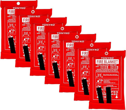 TONYKO Emergency Fire Blankets, Flame Retardant Protection and Heat Insulation Designed for Kitchen,Fireplace,Grill,Car,Camping(White(7PACK))