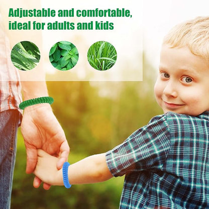 48Pack Mosquito Bracelets Bulk with 72 Pack Smile Mosquito Patches for Kids Adults, Waterproof Adjustbale Mosquito Bracelets for Outdoor and Indoor, DEET Free Citronella Mosquito Wristband