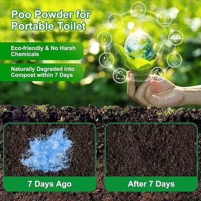 25 pack Portable Toilet Absorbent Gel Powder, Poo Gel for Camping Toilet Powder, Poo Urine Powder for Potty Bags, Poo Deodorizing Treatment for Outdoor Camping Hiking Emergency Toilet (25Pack)