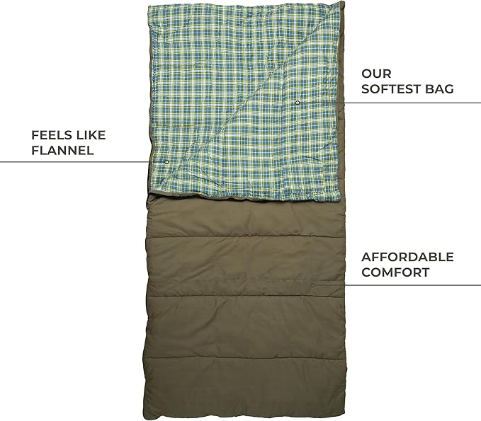 Teton Evergreen Sleeping Bag – Spacious Fit and Cozy Warmth for Adults – Options for Camping in Any Weather