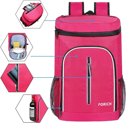 FORICH Soft Cooler Backpack Insulated Waterproof Backpack Cooler Bag Leak Proof Portable Small Cooler Backpacks to Work Lunch Travel Beach Camping Hiking Picnic Fishing Beer for Men Women