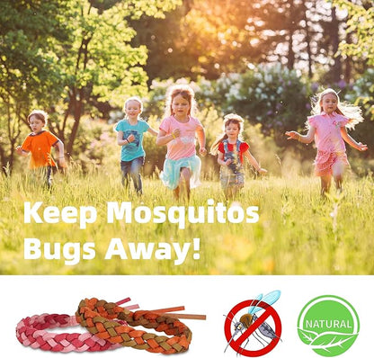 12 Pack Mosquito Repellent Bracelets, DEET-Free, Individually Wrapped PU Leather Insect & Bug Repellent Wrist Bands for Kids & Adults