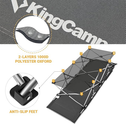 KingCamp Folding Camping Cot for Adults,Portable Sturdy Sleeping Cot with Carry Bag Outdoor Lightweight Camping Bed Support 264 lbs,Large Outdoor Foldable Travel Cots for Camping Beach Home Nap