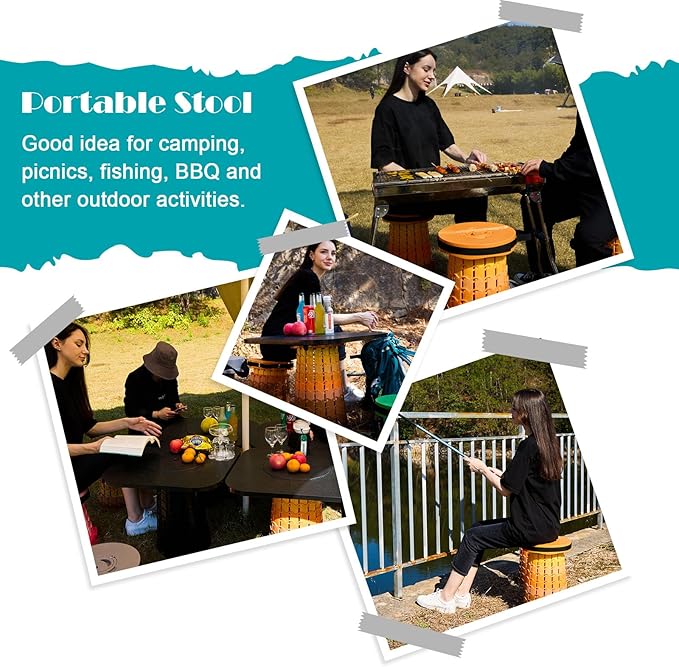 2025 Upgraded XXL Collapsible Stool with Cushion, 1000 lbs Capacity & 19.7-in High, Wider & Taller Heavy Duty Portable Telescoping Foldable Seat for Adults Camping, Travel, Music Festivals, Outdoors
