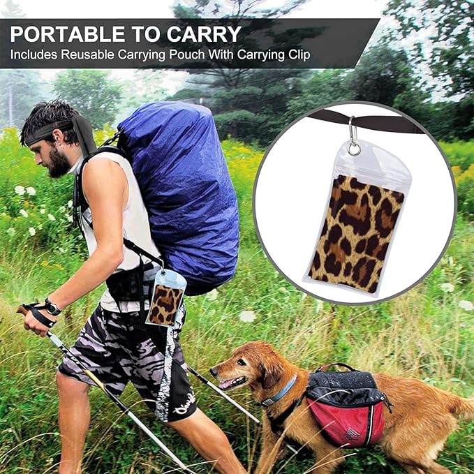 Microfiber Travel Towel Quick Dry Swim Gym Towel 31.5 X 15.8 Inch Absorbent with Loop Hand Towels for Kids Adults Camping Hiking Sports (Leopard Print)