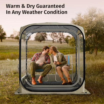 EAST OAK Clear Tent for Sport Events, Fishing & Outdoors | Pop Up Bubble Tent Instant Sun & Rain Shelter | No Condensation, Spacious Interior, Ultra Visibility | All Weather Protection | 2-3 Persons