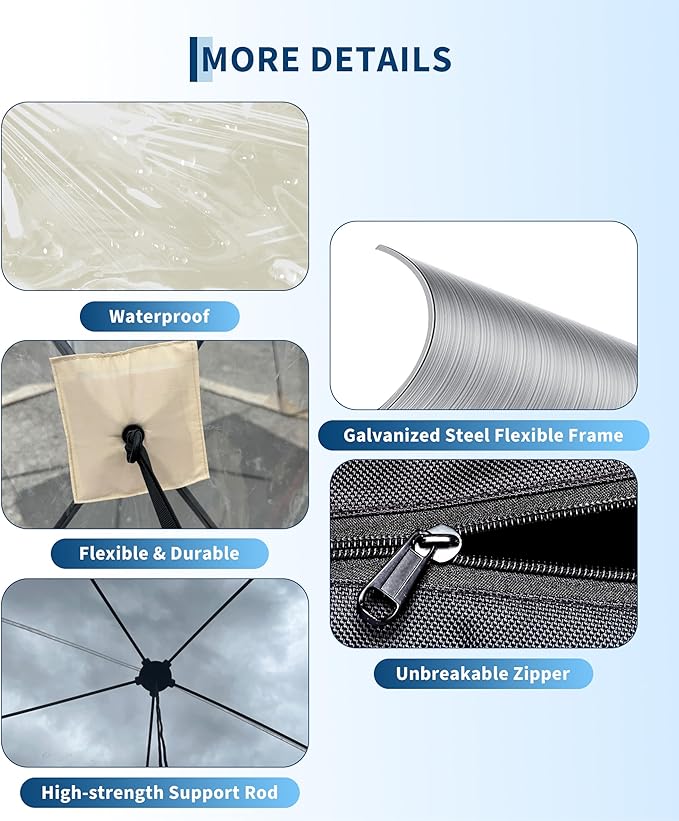 Garvee 12x12 Ft Outdoor All Weather Pop Up Bubble Tent, 8-10 Person Instant Clear Tent Shelter, Rainproof Camping Sun Shelter Coldproof & Windproof for Patio, Backyard, Deck, Sports Events, Fishing